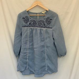 Kori - Linen Blend Embroidered Tunic or Mini Dress